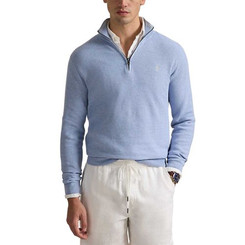 Polo Ralph Lauren Mesh-Knit Cotton Quarter-Zip Sweater Polo Ralph Lauren Mesh-Knit Cotton Quarter-Zip Sweater